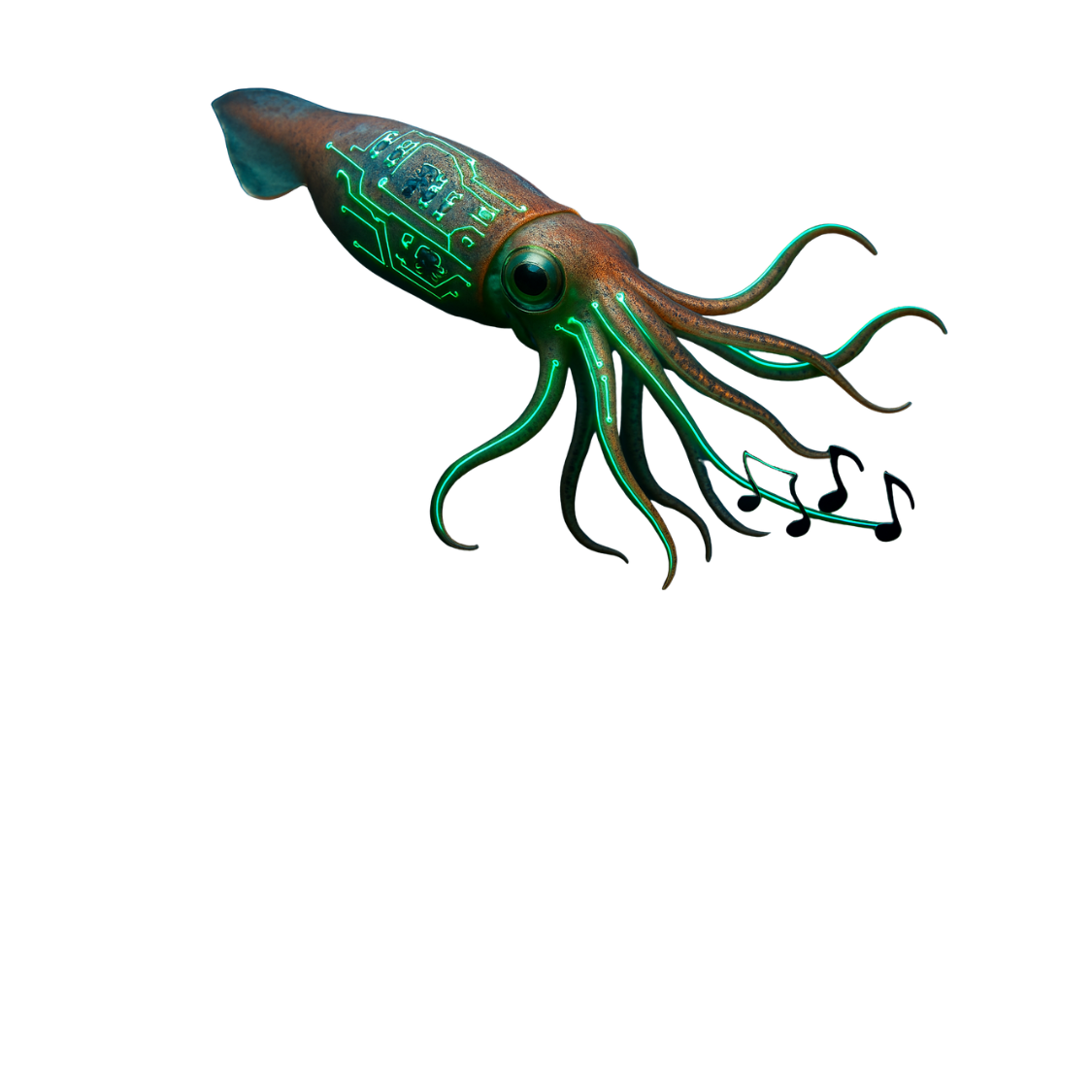 Bionic Squid glowing in the deep
